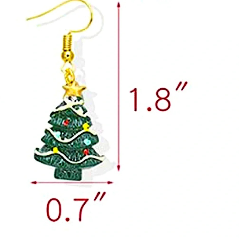 Christmas Tree Dangling Earrings - Ornaments, Christmas balls - Picture 2 of 2